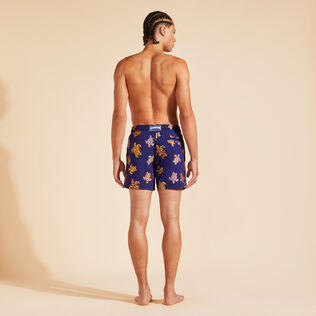 Men Swim Shorts Embroidered Tortue Multicolore - Limited Edition Midnight back worn view