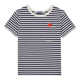Boys T-Shirt Stripes Navy / white front view