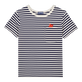 T-shirt en coton garçon à rayures Marine / blanc vue de face
