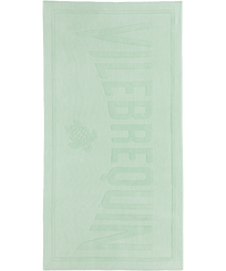 Serviette de plage en coton coloration minérale naturelle Vert d'eau vue de face