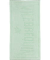 Serviette de plage en coton coloration minérale naturelle Vert d'eau vue de face