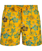 Men Swim Trunks Embroidered Tropical Turtles - Limited Edition Corn front view