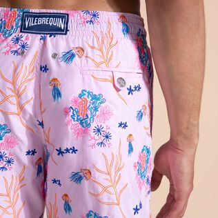Men Swim Trunks Embroidered Medusa Flowers - Limited Edition Marshmallow details view 2