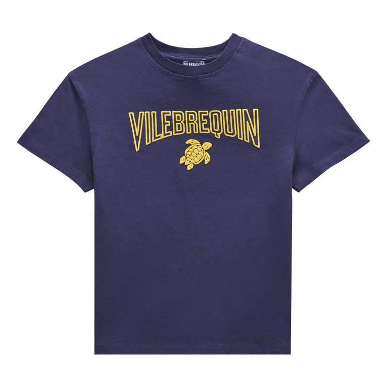 Boys Cotton T-shirt Flocked Logo - Tee Shirt - Gabin - Blue - Size 6 - Vilebrequin
