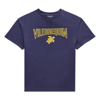 T-Shirt mit beflocktem Logo für Jungen Marineblau Vorderansicht