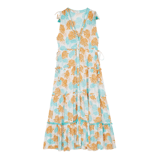 Vestido largo con estampado Iridescent Flowers of Joy para mujer - Vilebrequin x Poupette St Barth Terracotta vista frontal