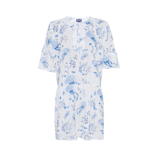 Women Viscose Dress Medusa and Shells White 正面图