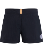 Women Stretch Flat Belt Swim Shorts - Vilebrequin x Ines de la Fressange Navy front view