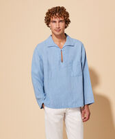 Men Linen Vareuse Mineral Dye Source front worn view