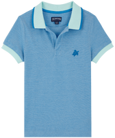 Polo de piqué de algodón de color liso cambiante para niño Thalassa vista frontal