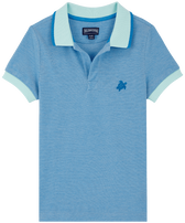 Solid Polohemd aus Baumwollpikee mit Farbwechsel für Jungen Thalassa Vorderansicht