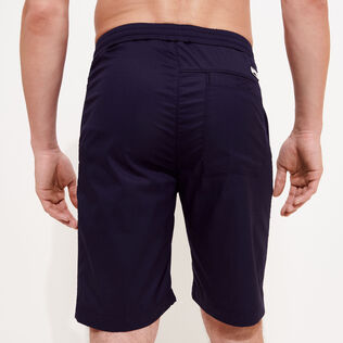 Men Jogging Gabardine Bermuda Shorts Blue back worn view