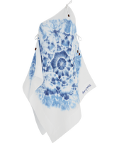 Vestido tipo pañuelo de viscosa y cáñamo con estampado Tie &amp; Dye para mujer - Vilebrequin x Angelo Tarlazzi Azul neptuno vista frontal