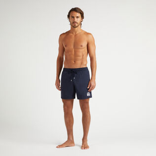 Men Swim Shorts - Vilebrequin x Ines de la Fressange Navy front worn view