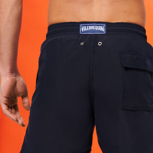 Men Swim Trunks Solid Black details view 3
