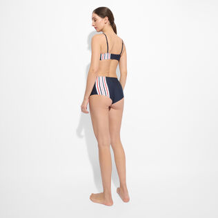Bas de maillot de bain shortie femme- Vilebrequin x Ines de la Fressange Bleu marine vue portée de dos