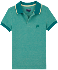 Cotton Pique Boys Polo Shirt Solid Emerald front view