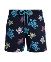 Bañador elástico con estampado Tortues Multicolores para hombre Azul marino vista frontal