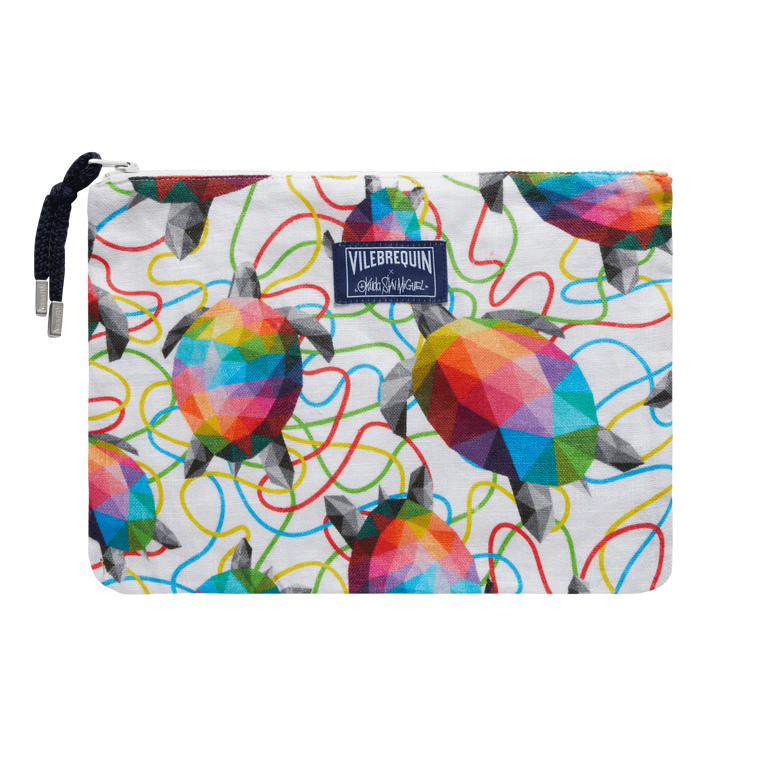 Linen Beach Pouch Tortugas - Vilebrequin X Okuda San Miguel - Pouch - Packmax - Multi - Size OSFA - Vilebrequin