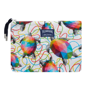 Bolsa de playa de lino con estampado Tortugas - Vilebrequin x Okuda San Miguel Multicolores vista frontal