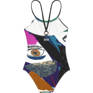 Bañador de una sola pieza con estampado Envoûtement para niña - Vilebrequin x Deux Femmes Noires Purple blue vista trasera