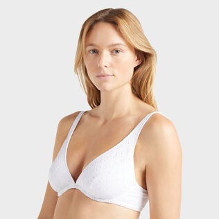 Top bikini donna con ferretto Broderie Anglaise Bianco dettagli vista 2