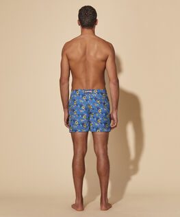 Men Swim Trunks Embroidered Flowers and Shells - Limited Edition Multicolor back worn view