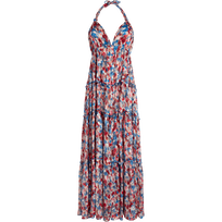 Women Viscose Long Backless Dress Flowers in the Sky Palace front view