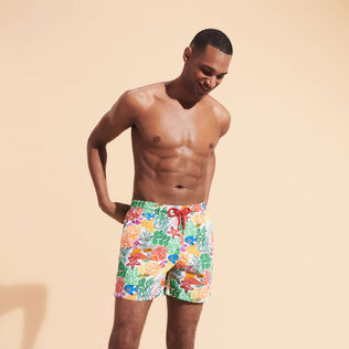 男士 Fond Marins Multicolores 泳裤 White 正面穿戴视图