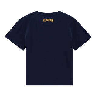 The year of the Rabbit T-Shirt mit Stickerei aus Baumwolle für Jungen Marineblau Rückansicht