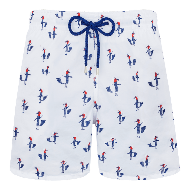 Men Swim Shorts Embroidered Cocorico! - Swimming Trunk - Mistral - White