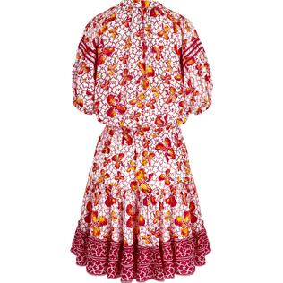 Women Short Dress Iris Lace- Vilebrequin x Poupette St Barth Pink Rückansicht