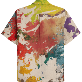 Men Bowling Shirt Linen Gra - Vilebrequin x John M Armleder Multicolor back view
