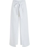 Pantalón de lino blanco para mujer - Vilebrequin x Angelo Tarlazzi Blanco vista frontal
