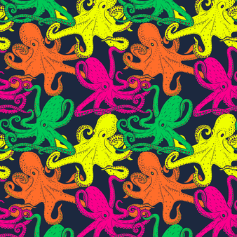 Pantaloncini mare uomo lunghi Macro Octopussy Blu marine stampe