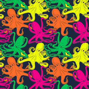 Lange Macro Octopussy Badeshorts für Herren Marineblau drucken