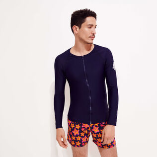 男士纯色长袖拉链防晒衣 Navy 细节视图2