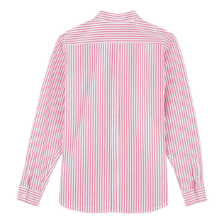 Men Striped Seersucker Shirt Candy pink back view