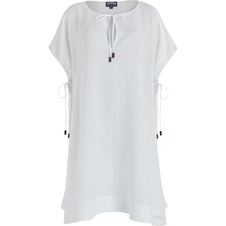 Women White Linen Square Dress- Vilebrequin X Angelo Tarlazzi - Layrie - White - Size M/L - Vilebrequin