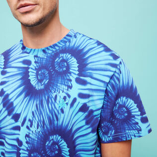 Men Cotton T-Shirt Tie & Dye Nautilius Print Celeste detalles vista 1