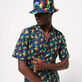 Men Bucket Hat Tortues Rainbow Multicolor - Vilebrequin x Kenny Scharf Navy front worn view