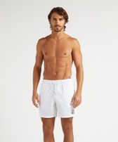 男士游泳短裤 - Vilebrequin x Ines de la Fressange White 正面穿戴视图
