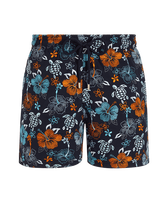 Men Swim Trunks Embroidered Tropical Turtles - Limited Edition Navy front view