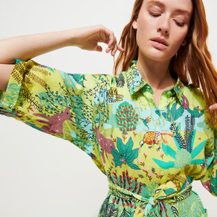 Women Others Printed - Women Linen Shirt Dress Jungle Rousseau, Ginger details view 3
