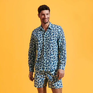 Chemise en voile de coton organique unisexe Turtles Leopard Thalassa vue portée de face