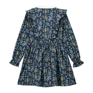 Girls Ruffle Dress Mosaïque Navy back view