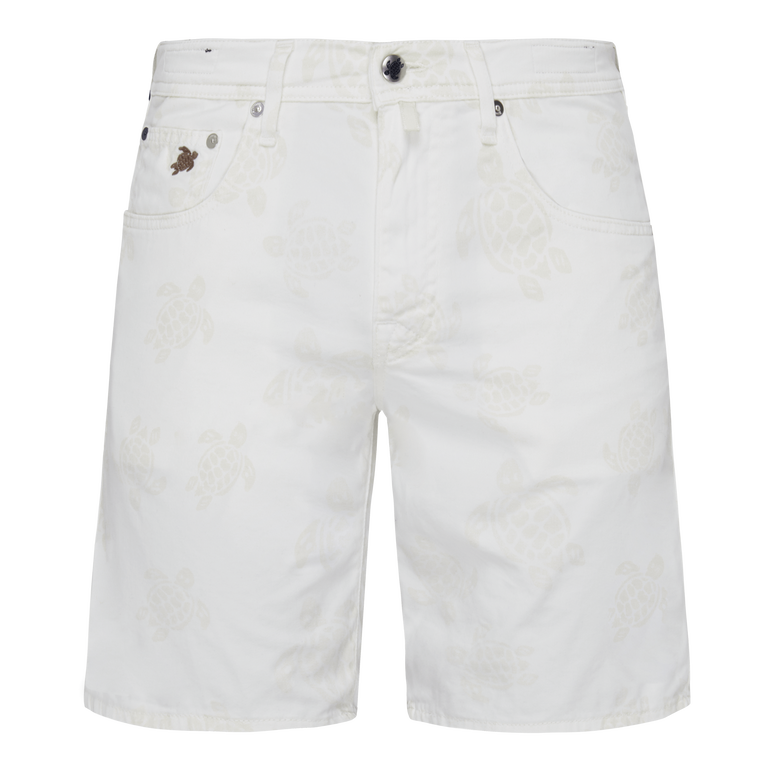 Men 5-pockets Bermuda Shorts Resin Print Ronde Des Tortues - Garonne - White - Size 29 - Vilebrequin