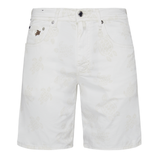 Men 5-Pockets Bermuda Shorts Resin Print Ronde des Tortues Off white front view