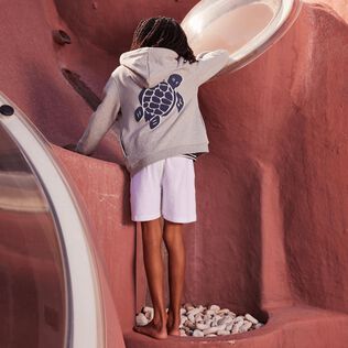 Boys Front Zip Sweatshirt Turtle print at the back Heather grey details view 2