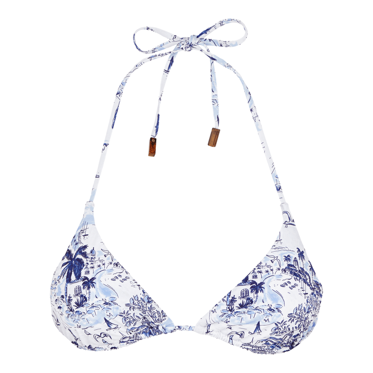 Women Triangle Bikini Top Riviera - Swimming Trunk - Fleur - Blue - Size L - Vilebrequin